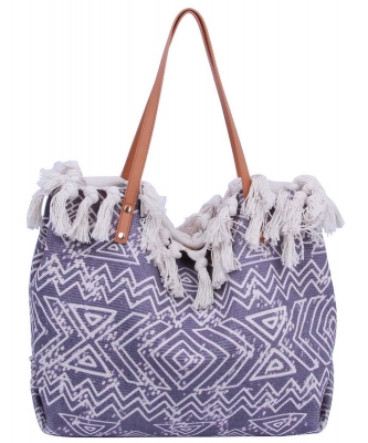 Aztec Tribal Flower Printed Canvas Shopper Tote LHU416 MULTI 10